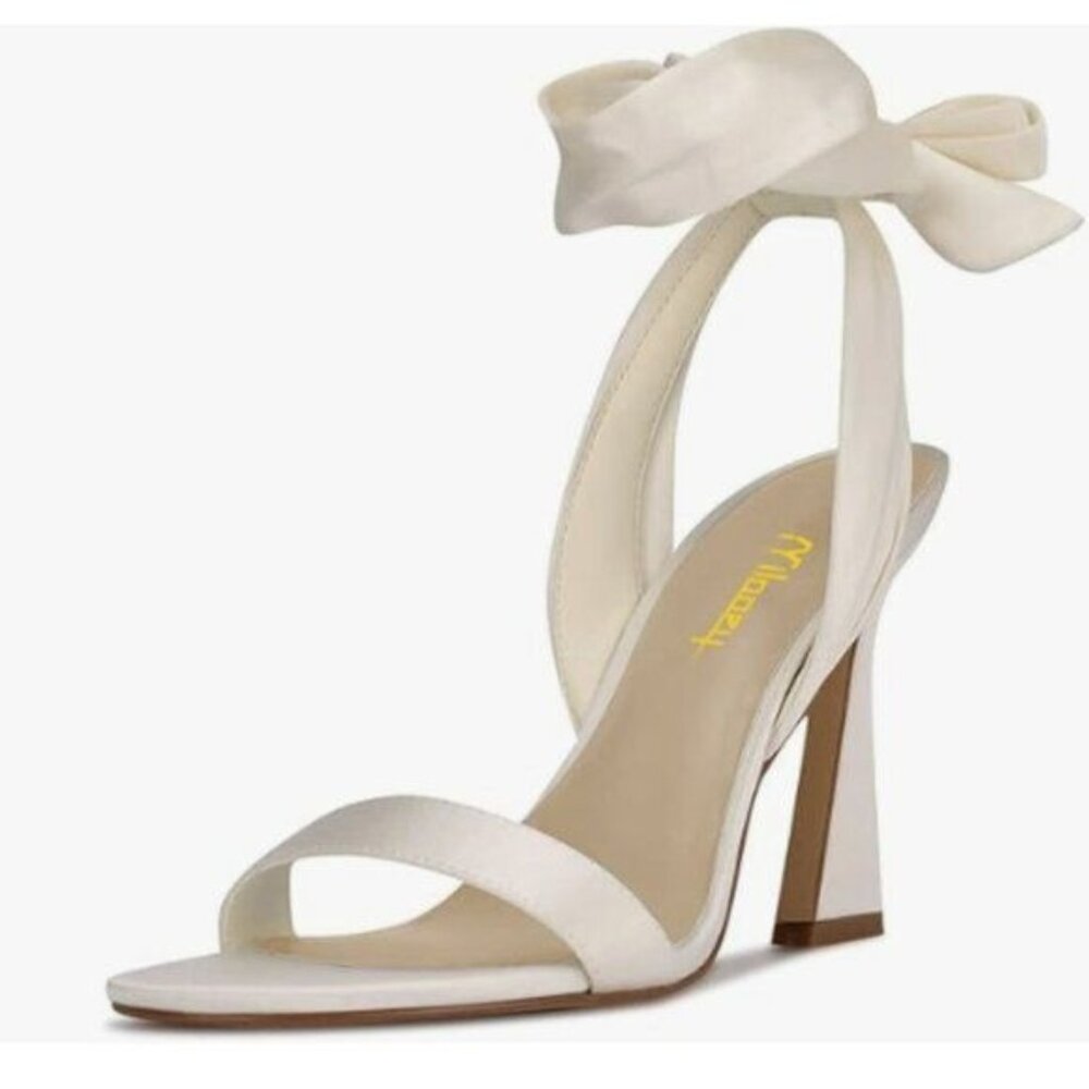 Milooey shoes Women Elegant Open Toe Strappy Heeled Sandal Lace Up High Heels